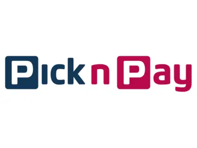 Pick n Pay logo with the name in navy blue and red rounded lettering